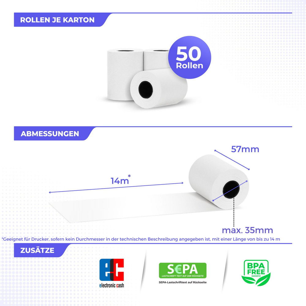 EC Cash 57 mm x 35 mm - 55g/m² + SEPA (50 Rollen) - 1/2 Palette (Bild 5)