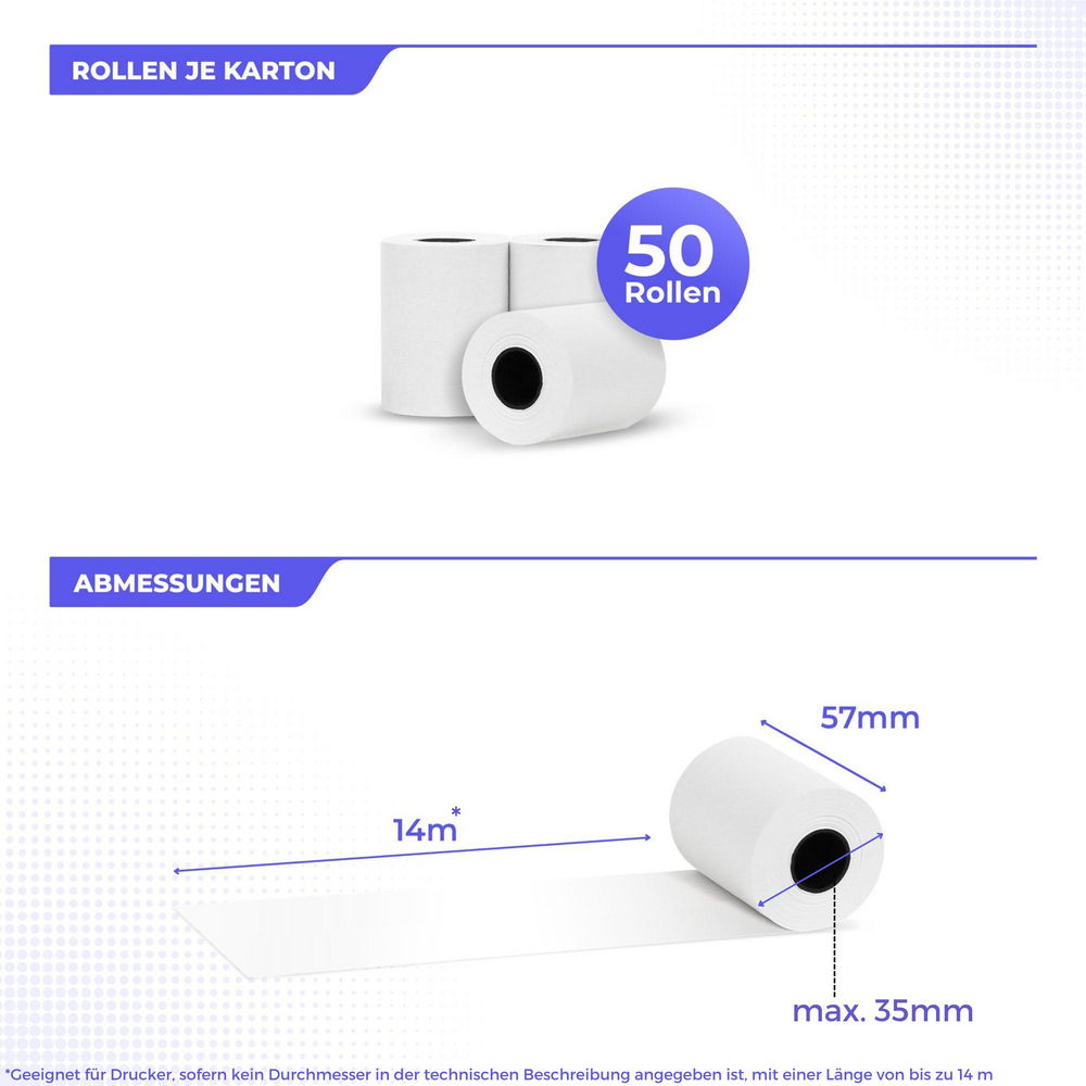 EC Cash 57 mm x 35 mm - 48g/m² (50 Rollen) - ECO (Bild 4)