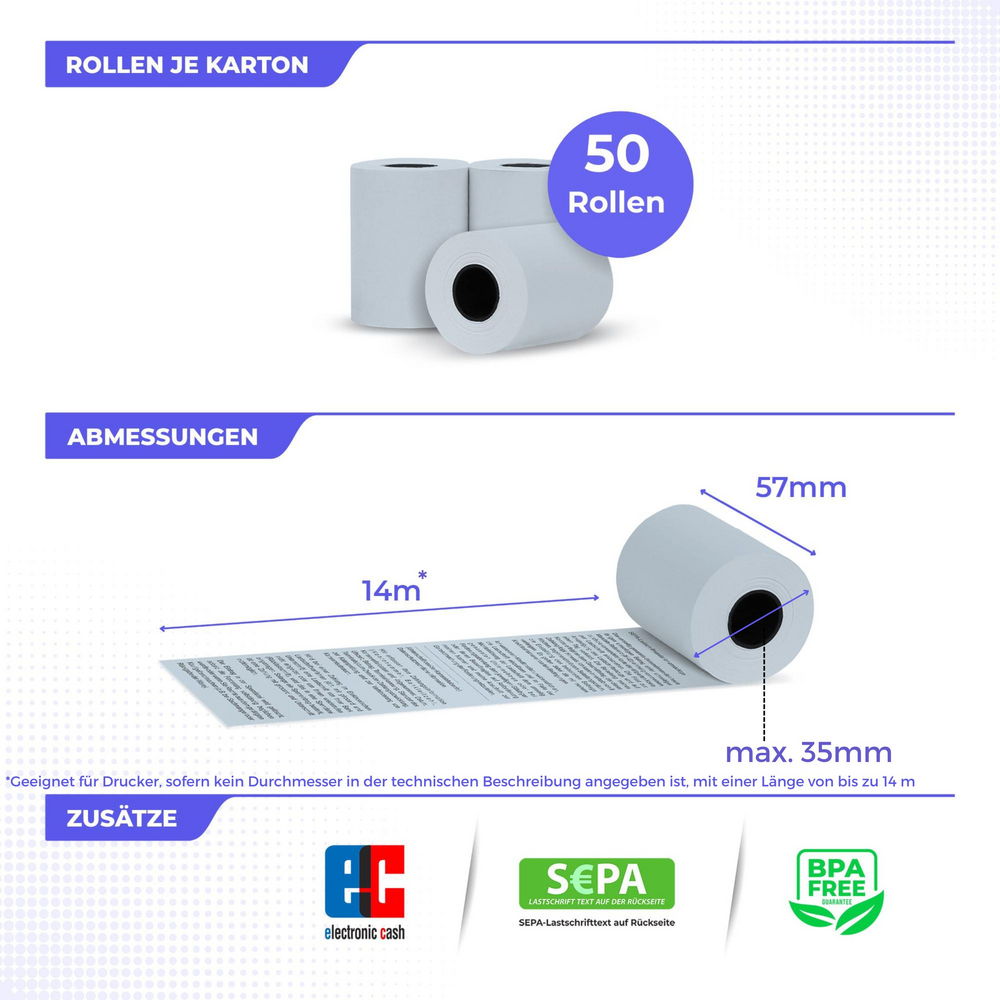 ÖKO - EC Cash 57 mm x 35 mm - 48g/m² + SEPA (50 Rollen) - 1 Palette (Bild 5)