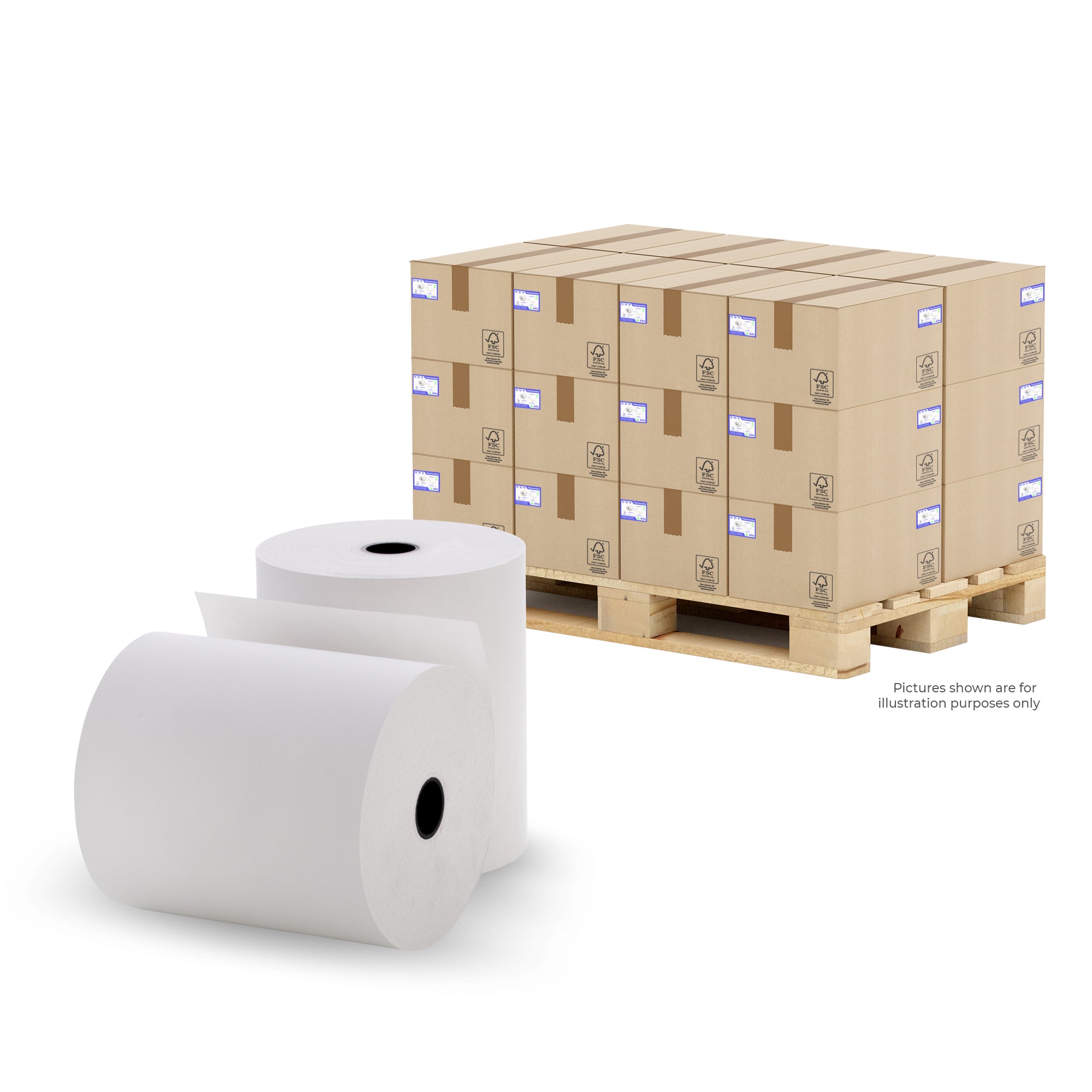 Thermorollen 80 mm x 63 mm (50 Rollen) - 55g/m² - 1/2 Palette